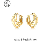 JiMi925银针金属三圈耳环女圈圈小众设计感高级气质金色圆圈耳饰耳钉
