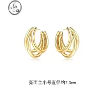 JiMi925银针金属三圈耳环女圈圈小众设计感高级气质金色圆圈耳饰耳钉