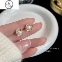 JiMi夏季珍珠耳钉女高级感气质耳环2023年新款潮银银轻奢网红耳饰