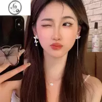 JiMi心动限定!不对称蝴蝶耳环轻奢锆石小众设计感高级耳钉女精致耳饰