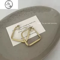 JiMiGMI金色大方形金属无耳洞耳夹女新款耳钉夸张小众高级感耳环耳饰