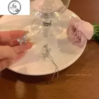 JiMi不对称蝴蝶耳环轻奢小众设计感高级耳钉女无耳洞耳夹气质精致耳饰