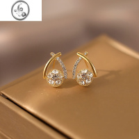 JiMi韩国小众设计小香风网红耳环轻奢气质女百搭交叉锆石耳钉新款耳饰