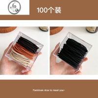 JiMi高弹力耐用橡皮筋皮套黑色简约气质发圈扎头发绳女头绳丸子头发饰