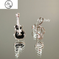 JiMi吉他音符耳钉S925银针不对称可爱小提琴耳环设计感小众耳饰超闪女