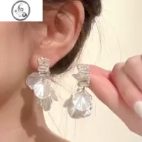 JiMi法式超仙贝壳锆石耳环蚊香盘耳夹小众设计轻奢高级感耳钉耳饰女夏