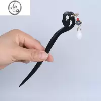 JiMi黑檀木古风发簪简约现代高级感木质簪子日常盘发手工木头竹节蝴蝶