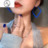 JiMi春夏季彩色方形耳环2023年新款潮耳钉简约气质高级大气耳饰女网红