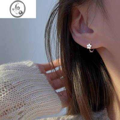 JiMi银银耳扣花朵耳圈小众设计感耳环高级轻奢耳钉夏季女新款清新耳饰