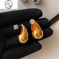 JiMi欧美金银色大水滴耳钉女小众设计感高级耳环独特轻奢气质金属耳饰