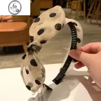 JiMi韩国新款波点发箍女百搭外出简约蝴蝶结蕾丝头箍网红带齿发窟防滑
