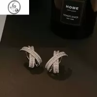 JiMi韩系高级感法式百搭耳环女小众质感几何形XX耳钉冷淡风耳饰品