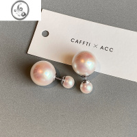 JiMiS925银针大小双面珍珠四色气泡耳钉女小众设计感高级气质耳环耳饰