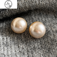 JiMi法式复古超大颗半圆馒头珍珠耳钉女小众设计感高级轻奢夸张耳饰潮