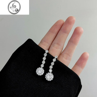 JiMi十里间[奥地利少女~有耳夹]时髦高级闪钻锆石长款银针耳钉耳环