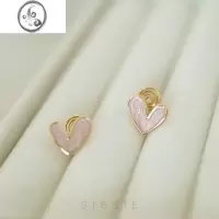 JiMi油画粉色爱心蚊香盘耳夹无耳洞耳饰女高级感小众耳环简约小巧耳钉