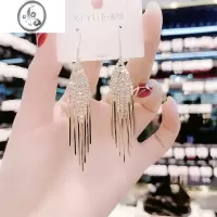 JiMi银银耳环女高级感几何流苏耳坠长款显瘦耳饰气质耳钉2023新款