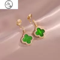 JiMi四叶草蚊香盘耳夹女无耳洞轻奢高级耳环小众设计耳钉耳扣小香耳饰
