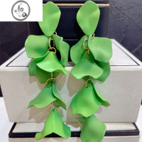 JiMi玫红色独特设计感糖果彩色夸张花朵耳钉高级感气质绿色复古大耳环