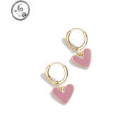 JiMi粉色爱心法式耳钉2023新款高级感轻奢小众设计感夏天耳环耳饰