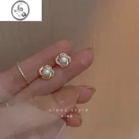 JiMi轻奢珍珠耳环女复古法式优雅s925银银针气质高级感小众耳钉耳饰潮