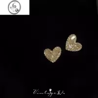 JiMi「香槟松露」法式温柔小众闪耀百搭精致香槟水晶爱心耳钉/耳夹女