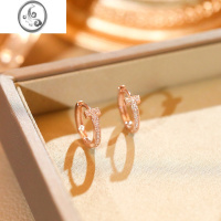 JiMi精致法式耳环2022新款气质玫瑰金耳扣简约耳饰百搭小众字母T耳钉