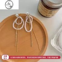 JiMi夸张珍珠流苏耳饰高级感耳环法式气质仙气耳钉无耳洞蚊香盘耳夹女