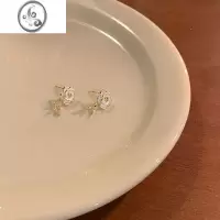 JiMi白色山茶花耳环耳钉女2023新款小众设计感高级耳饰耳夹无耳洞