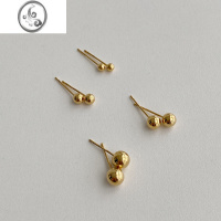 JiMiDOUDOU 高保色925银针小金豆金球耳钉基础款小巧豆豆耳环女耳饰