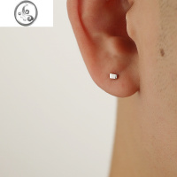 JiMiYiJian 925银银耳钉简约方块男耳环耳棒女养耳洞几何设计单只ins