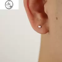 JiMiYiJian 925银银耳钉简约方块男耳环耳棒女养耳洞几何设计单只ins