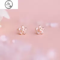 JiMi甜美迷你樱花耳钉女925银银针春夏粉色花朵超仙小清新高级感耳环