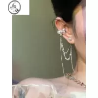 JiMi蝴蝶结流苏耳骨夹耳钉一体式耳环甜美轻奢高级小众设计感耳饰新款