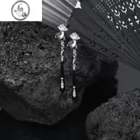 JiMi原创银针新中式珍珠珐琅无耳洞耳钉耳环小众高级感耳坠耳饰耳夹女