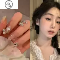 JiMi珍珠星星耳钉女银银2023年新款潮耳环小众设计感高级耳饰气质耳夹
