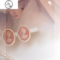 JiMi法式粉色珍珠气质耳钉女2023年新款潮小众设计高级感耳环银银耳饰