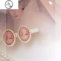 JiMi法式粉色珍珠气质耳钉女2023年新款潮小众设计高级感耳环银银耳饰