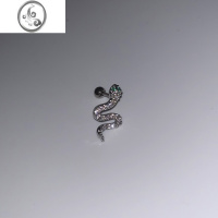 JiMi闪闪满钻绿眼蛇合集钛钢耳骨钉 暗黑系蜘蛛蛇形锆石辣妹螺丝耳钉