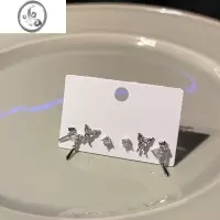 JiMi液态蝴蝶养耳洞六件套耳钉女小众设计感银银针耳环精致小巧耳饰品