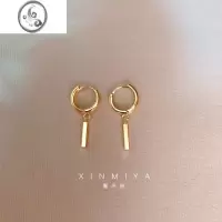 JiMi银银耳环女小金条耳扣2023年新款潮小众高级感耳坠耳圈轻奢耳钉潮
