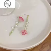 JiMi小荷冰露~不对称长款花朵耳环小众设计感新中式耳钉独特耳饰女潮