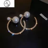 JiMi珍珠气质耳环2023新款大耳钉女小众设计感高级感欧美夸张耳饰