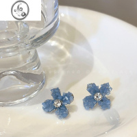 JiMi清冷女!水晶花朵锆石耳环女轻奢小众高级感耳钉森系ins风耳饰