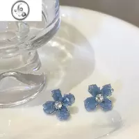 JiMi清冷女!水晶花朵锆石耳环女轻奢小众高级感耳钉森系ins风耳饰