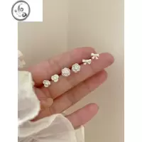 JiMi早春2023年新款山茶花耳钉女小巧精致养耳洞耳骨钉气质高级感耳饰