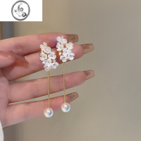 JiMi珍珠花朵耳环女气质高级感长款流苏耳坠气质精致森系耳钉网红耳饰