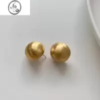 JiMiPIXDO高品质拉丝磨砂哑光圆球耳饰耳钉小众设计气质百搭耳环女
