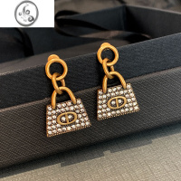 JiMi复古满镶钻耳钉字母耳环女小众设计感高级气质包包耳坠耳饰