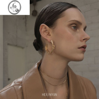 JiMi拽姐专属 欧美夸张熔岩不规则C型耳钉金属圆圈气质大耳环